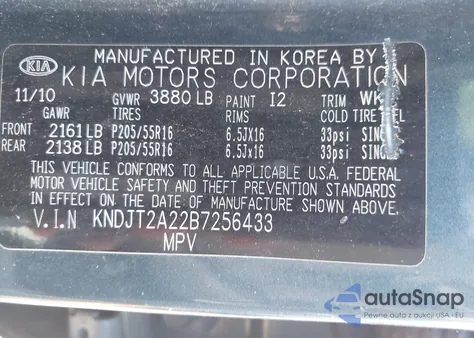 2011 Kia Soul + из США, поврежденный, VIN KNDJT2A22B7256433